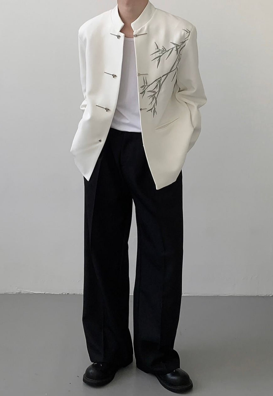 Men's Bamboo leaf embroidered blazer