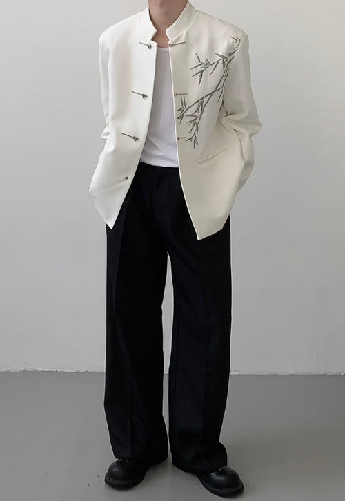 Men's Bamboo leaf embroidered blazer