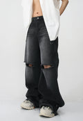 Unisex Loose-fit ripped denim trousers