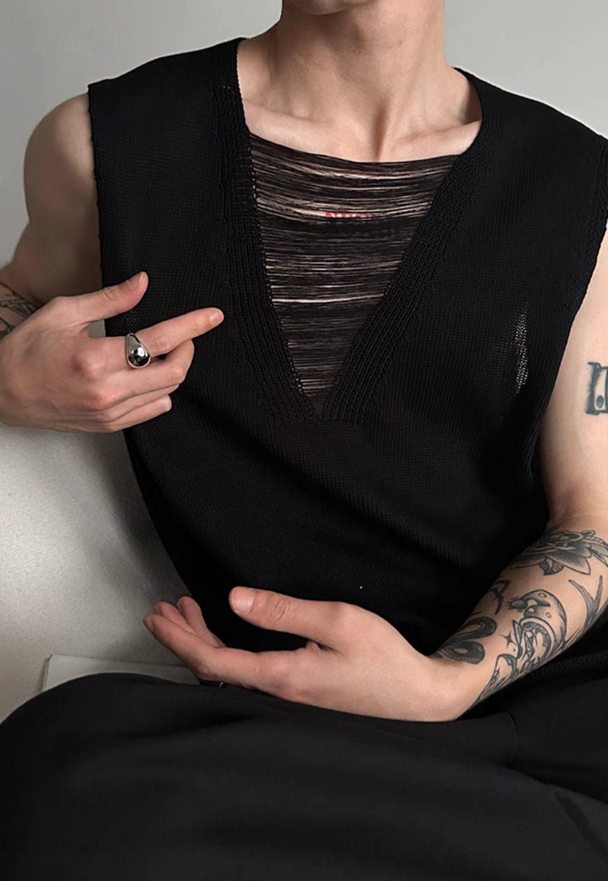 Men's Neck design knitted Vest
