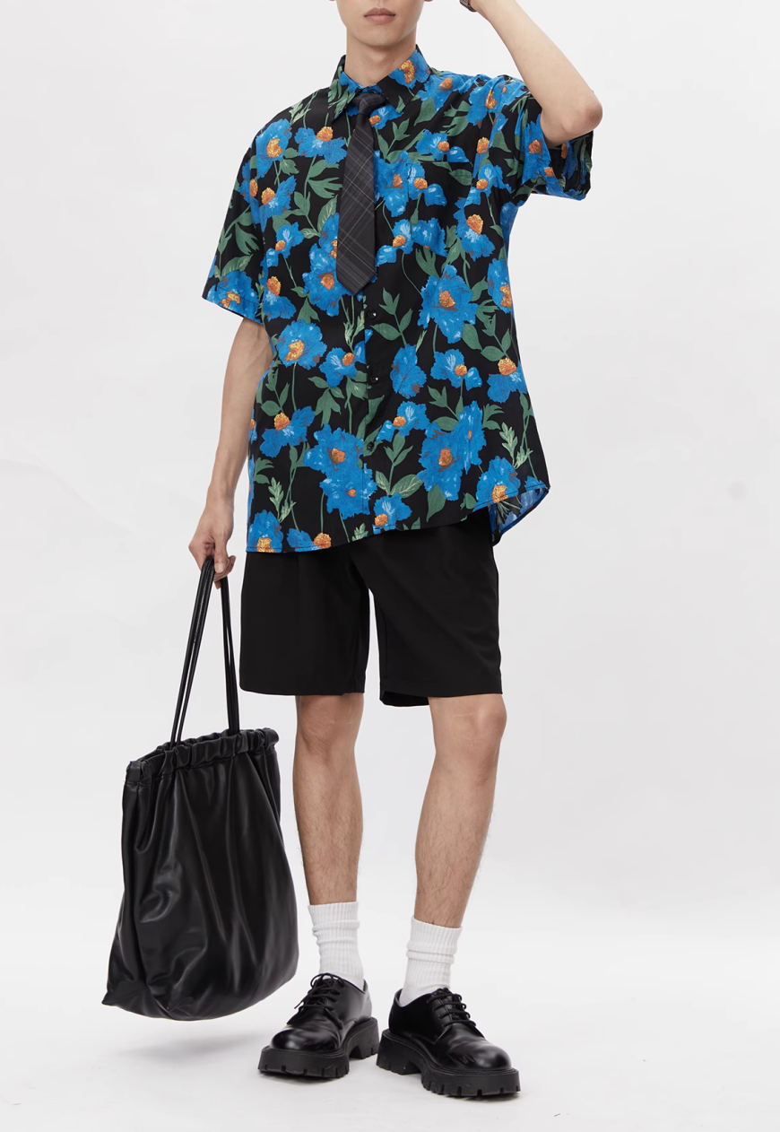Men's vintage floral shirt (No tie)