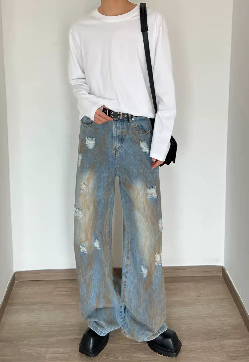 Unisex yellow mud jeans
