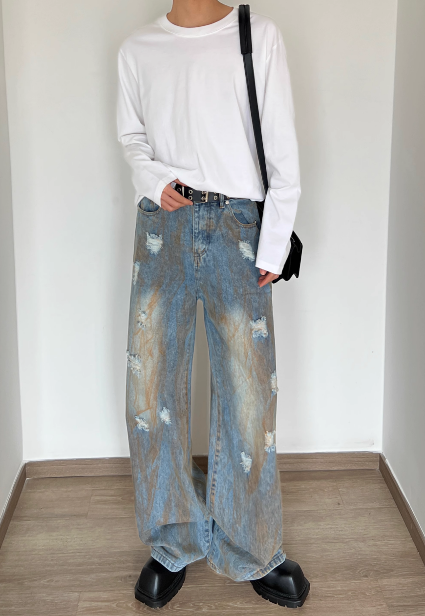 Unisex yellow mud jeans