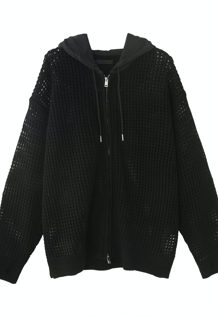 Men's cutout zipper knitted jacket