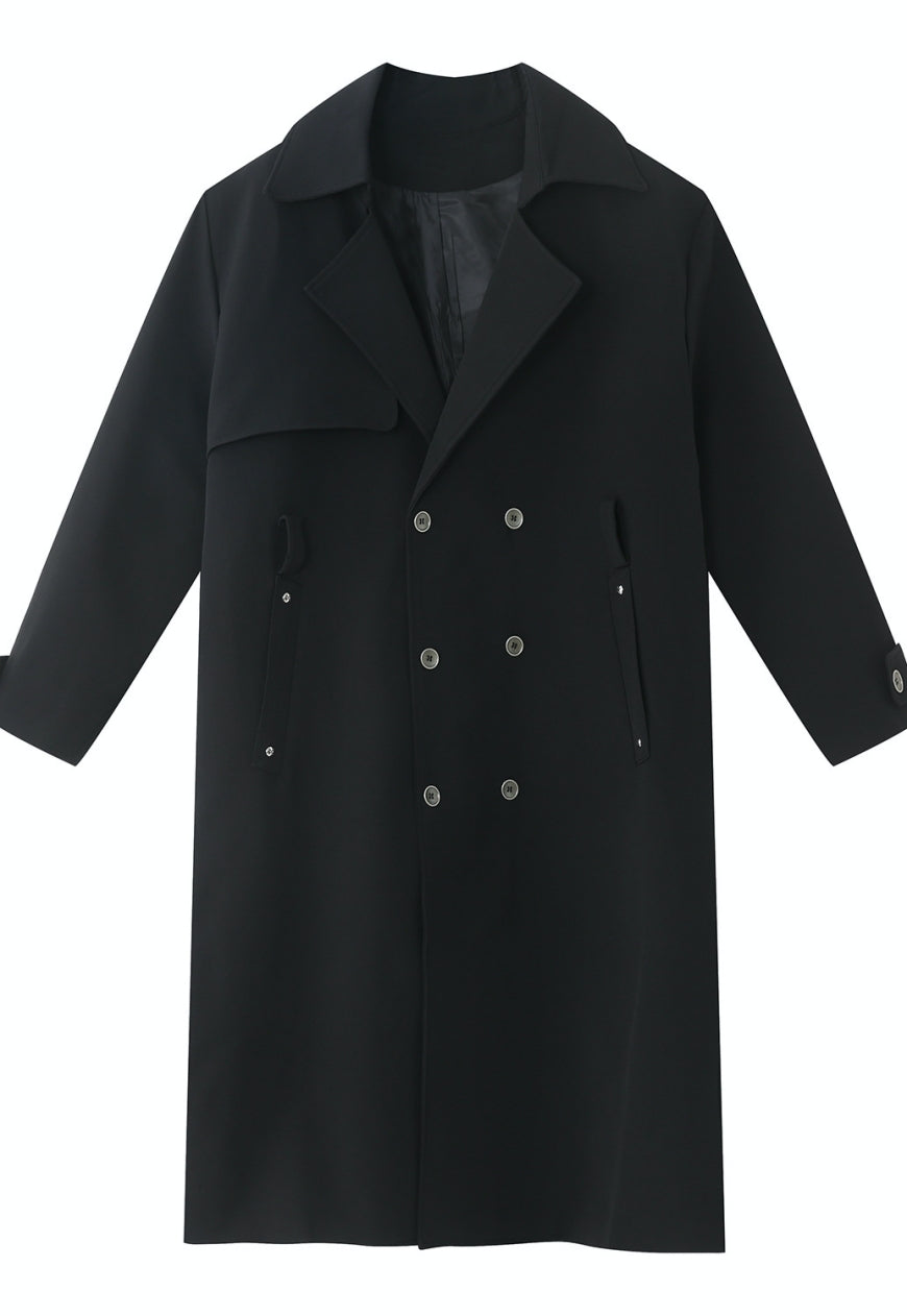 Men's British style double breasted long coat
