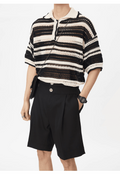 Men's rainbow knit polo shirt