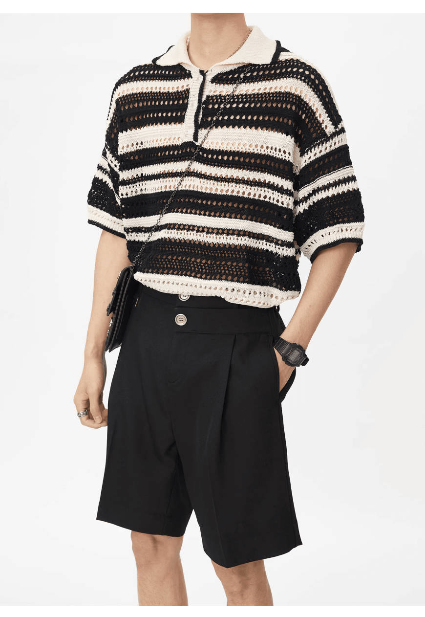 Men's rainbow knit polo shirt