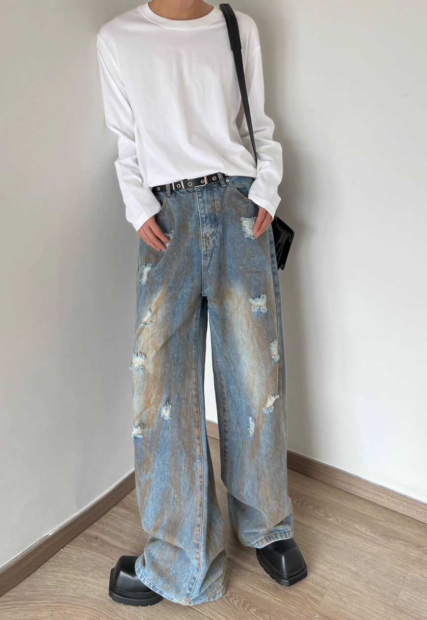 Unisex yellow mud jeans