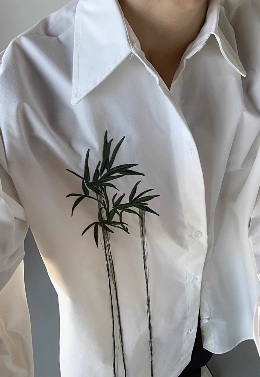 Men's Chinese embroidered fringed shirt