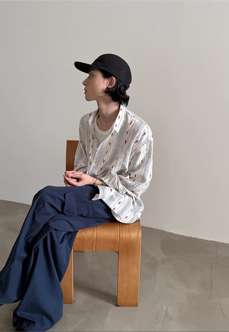 Men's Classic Striped Floral Shirt