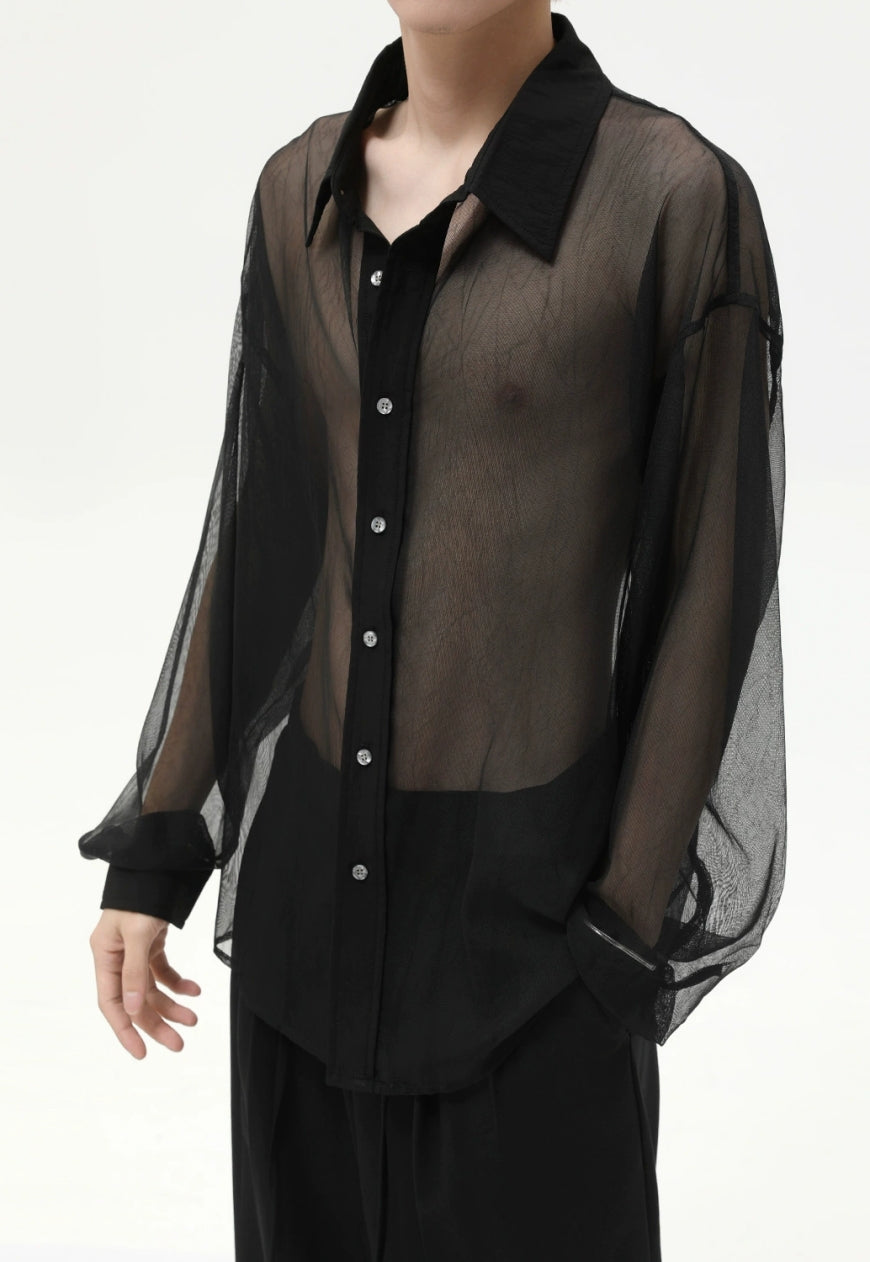 Men's Thin mesh see-through shirt