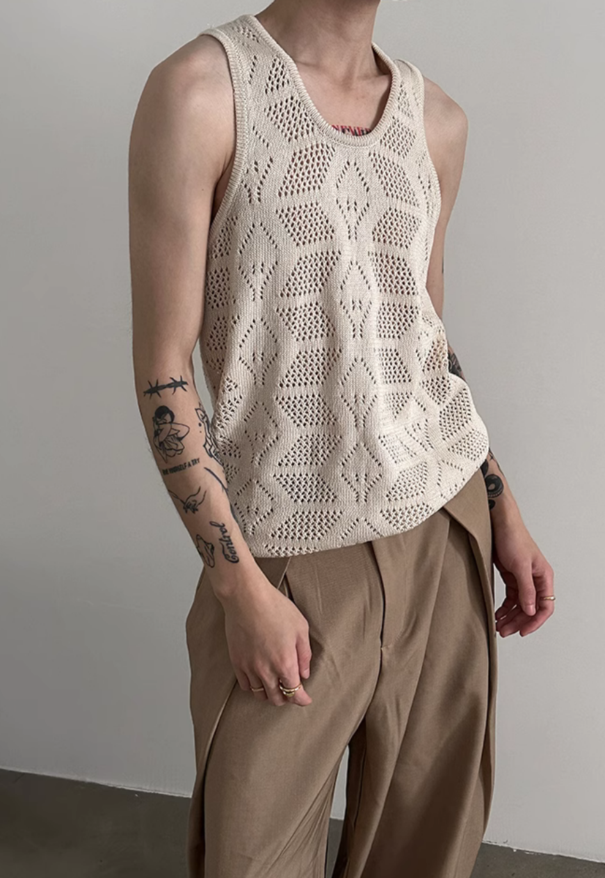Men's Retro hollow knitted vest