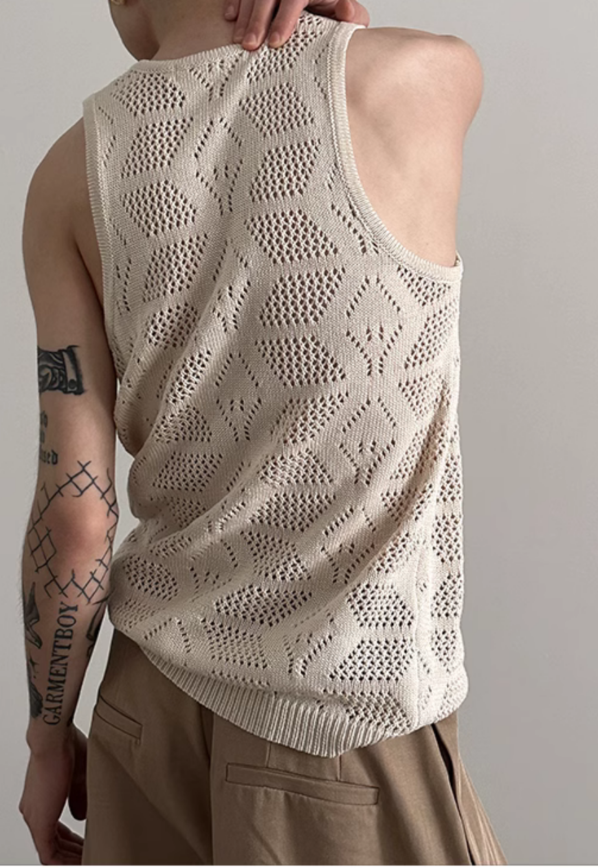 Men's Retro hollow knitted vest