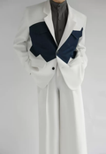 Men's design white denim patchwork suit set
