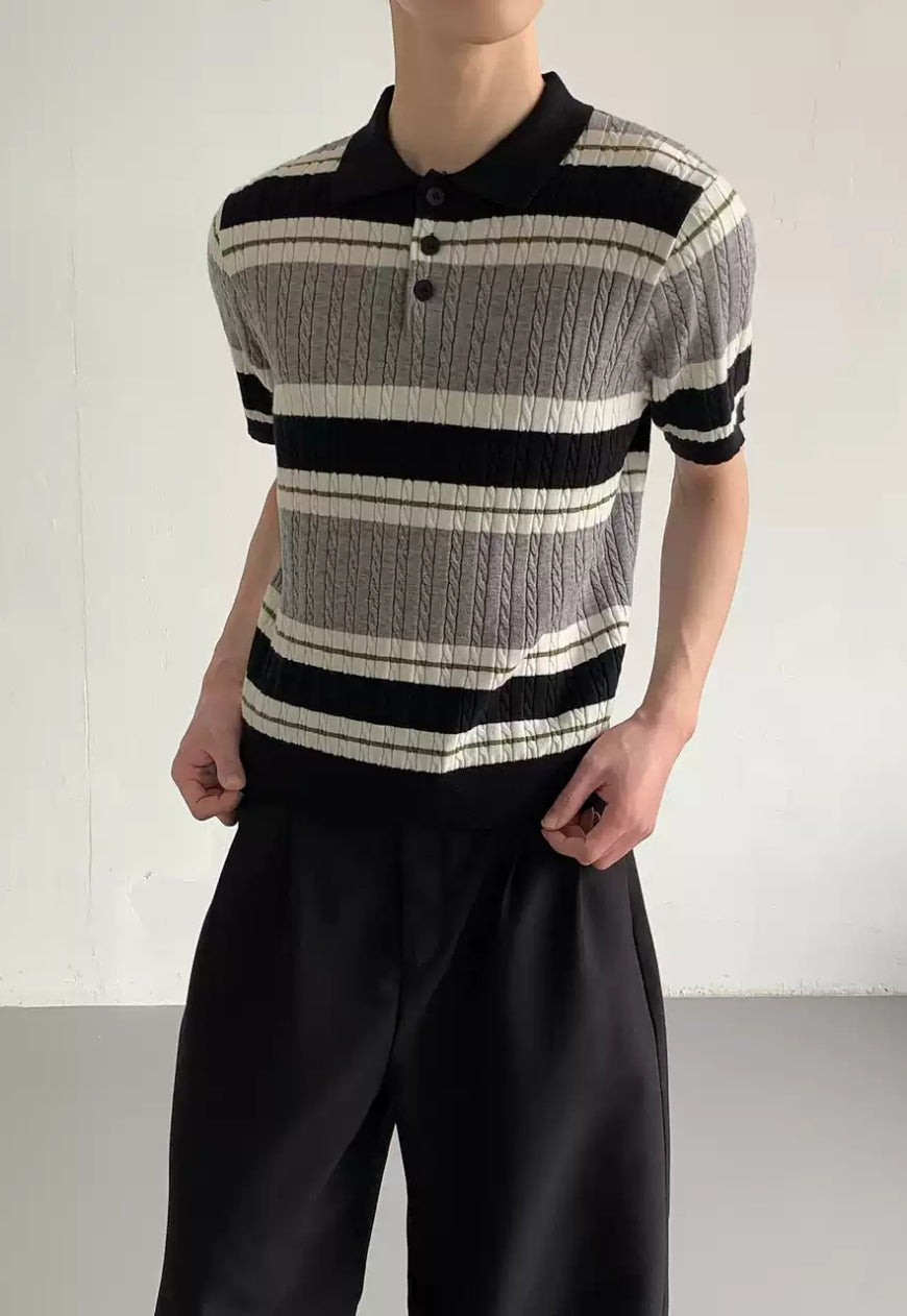 Men's Vintage Stripe Knit Polo