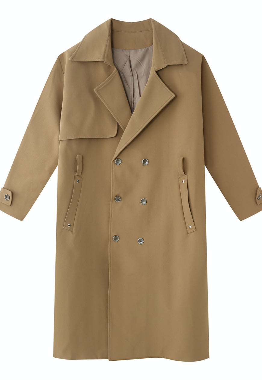 Men's British style double breasted long coat
