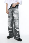 Unisex ripped loose fit jeans