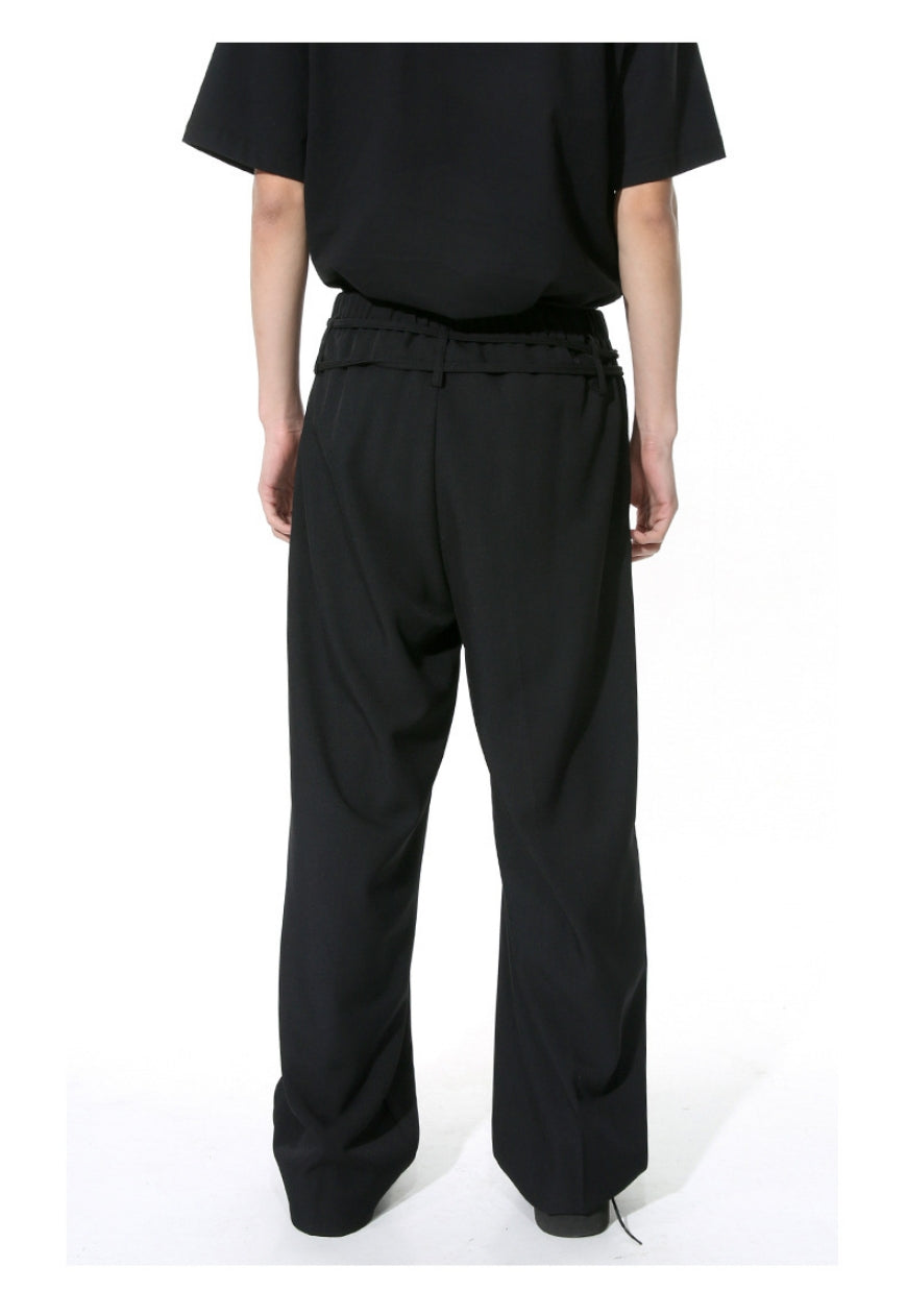 Men's double belt design trousers