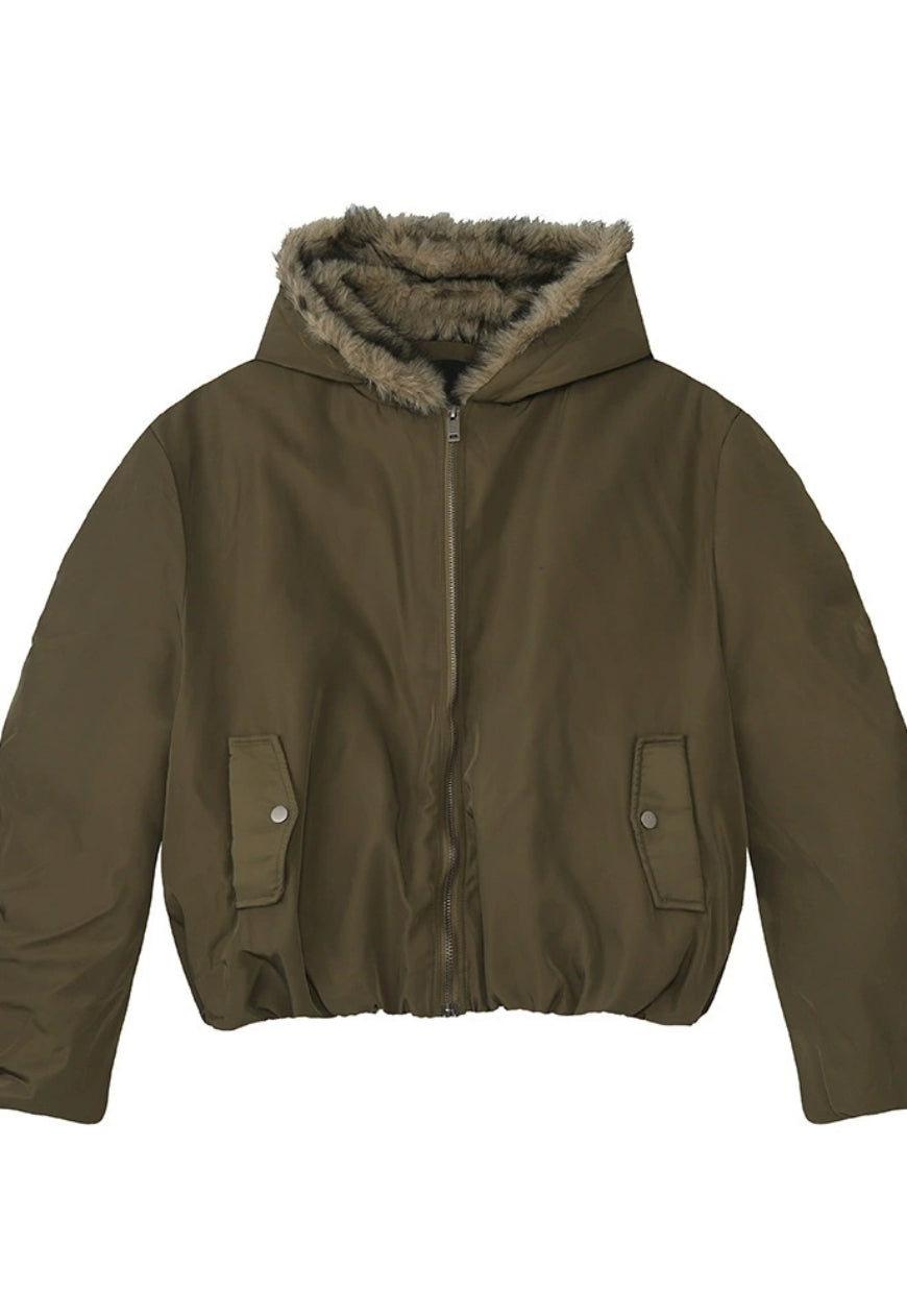 Men's Fleece-lined warm zippered cotton coat