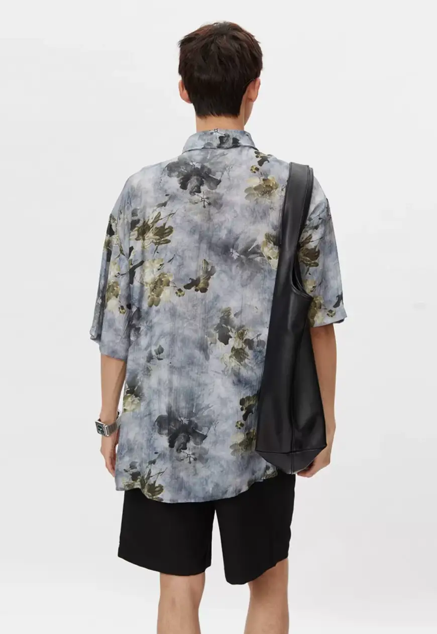 Men's Retro floral shirt with free tie