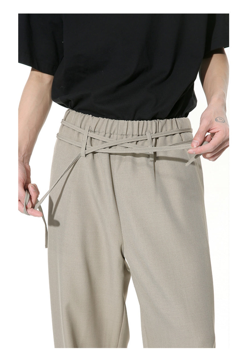 Men's double belt design trousers