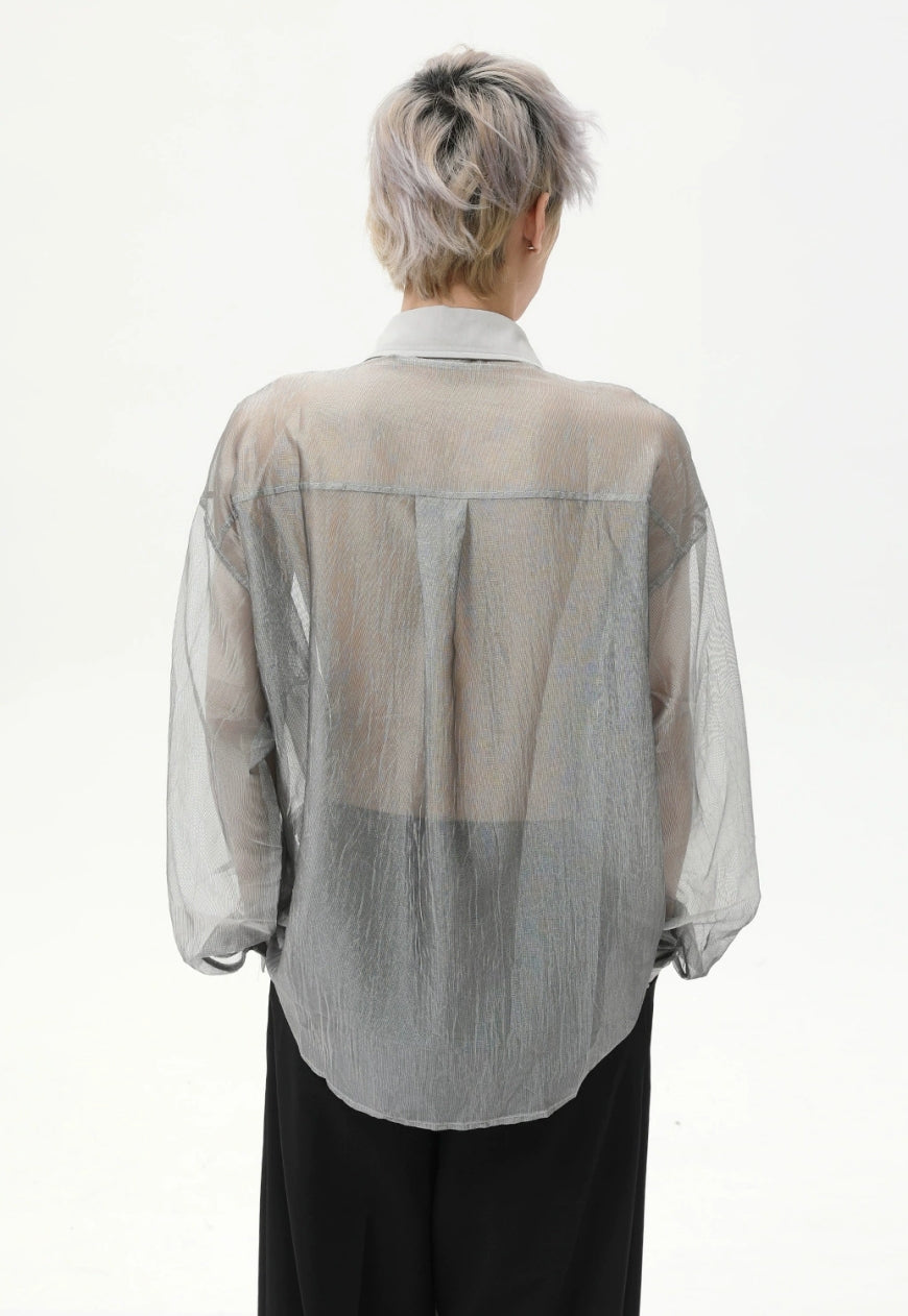 Men's Thin mesh see-through shirt