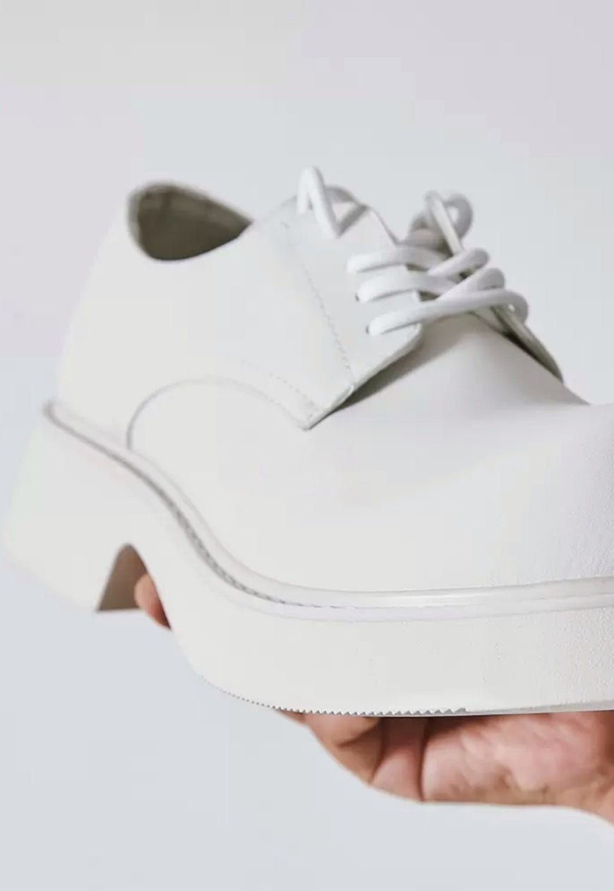 Men's White Heightened Mickey Derby Shoes