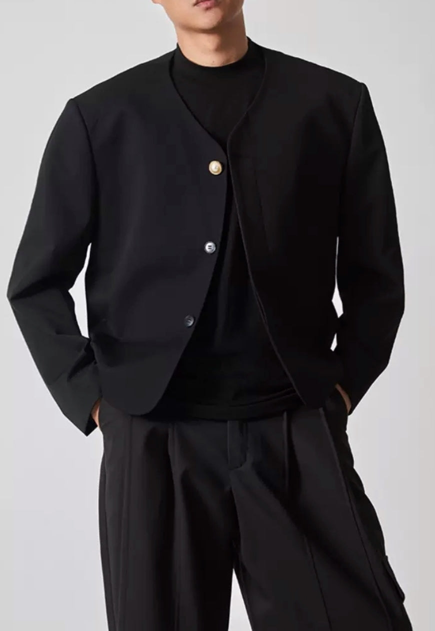 Men's High quality collarless jacket