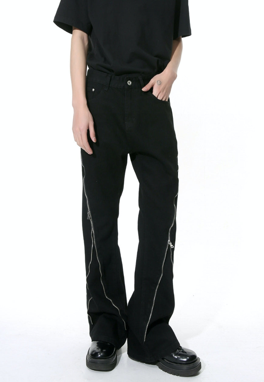 Unisex zipper slit design pants