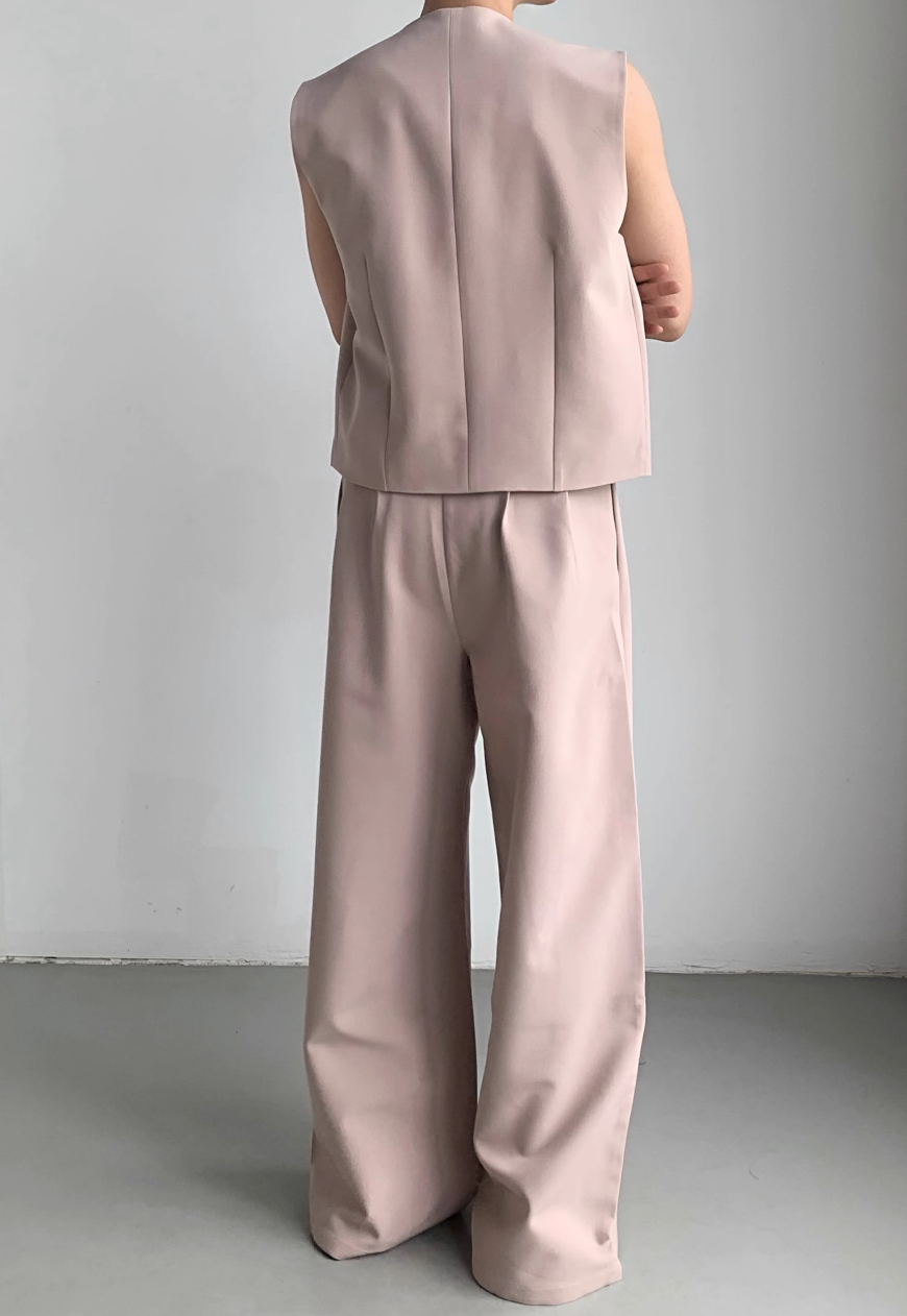 Men's pink premium design vest suit set
