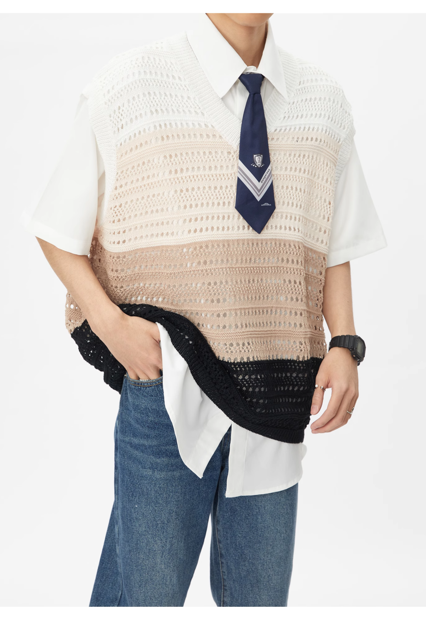 Men's College Design Knit Polo Shirt