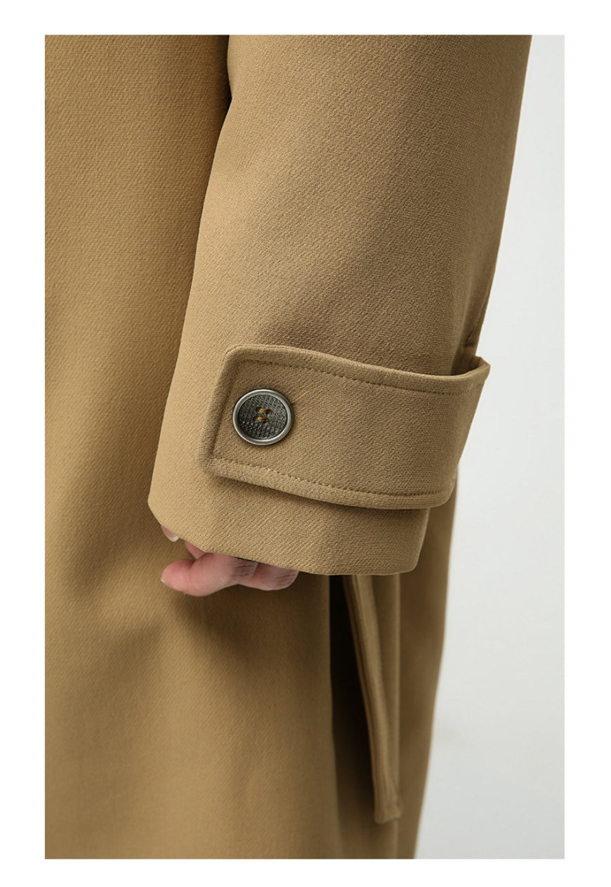 Men's British style double breasted long coat