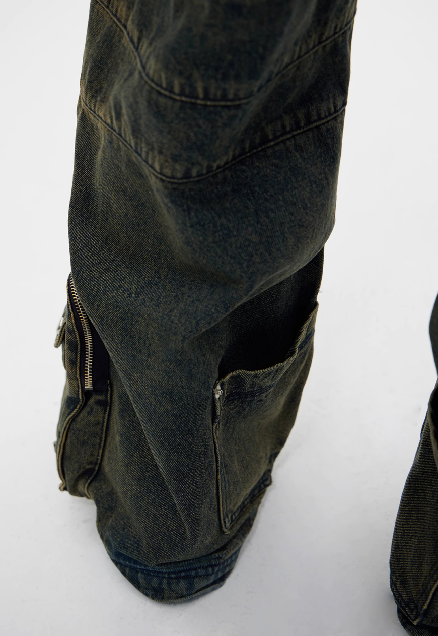 Unisex Vintage Multi Pocket Jeans