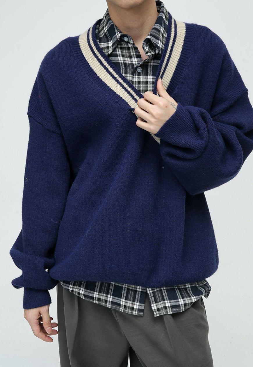 Men's Irregular V-neck sweater