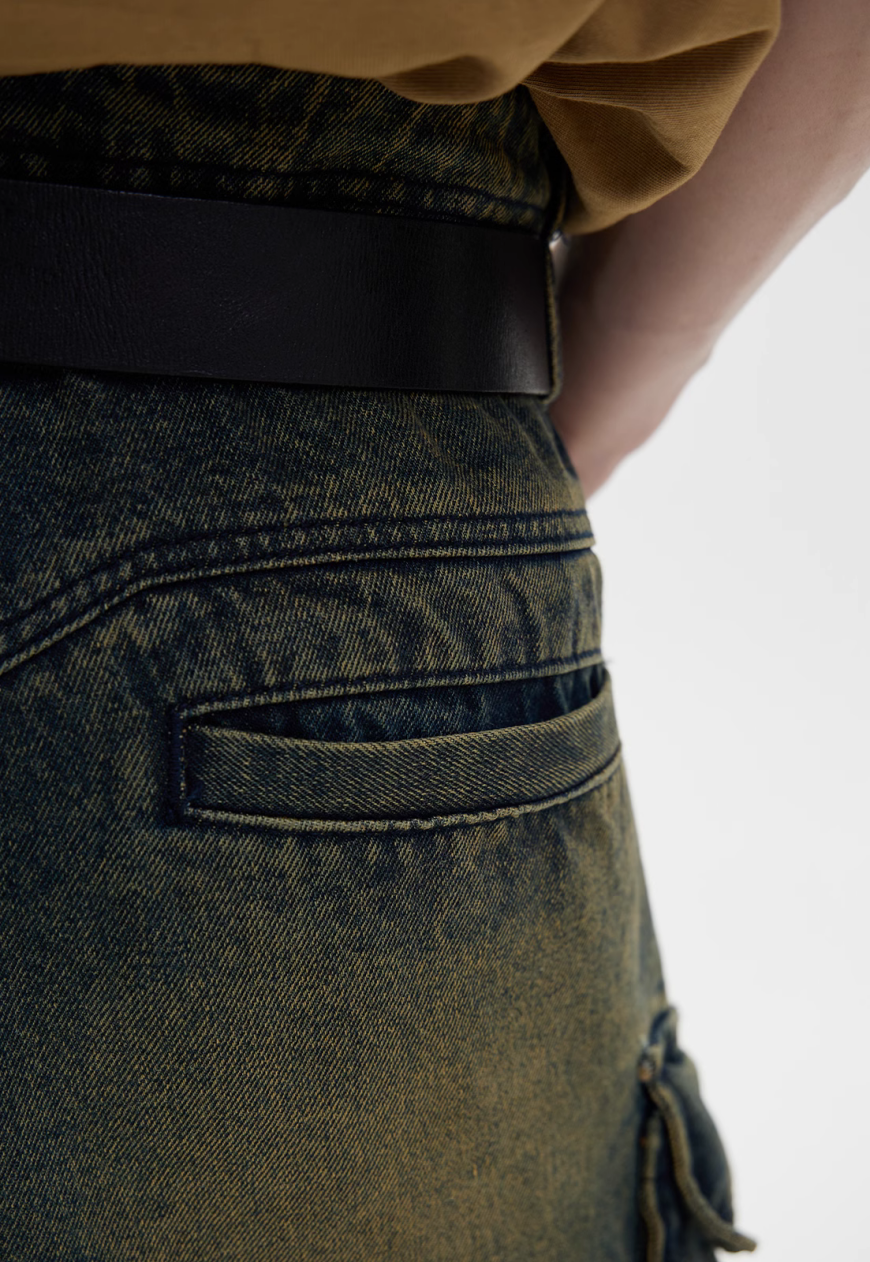 Unisex Vintage Multi Pocket Jeans