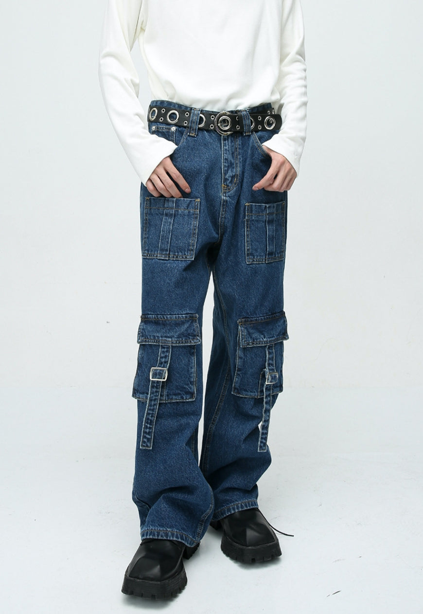 Unisex Cargo jeans with multi-pocket design