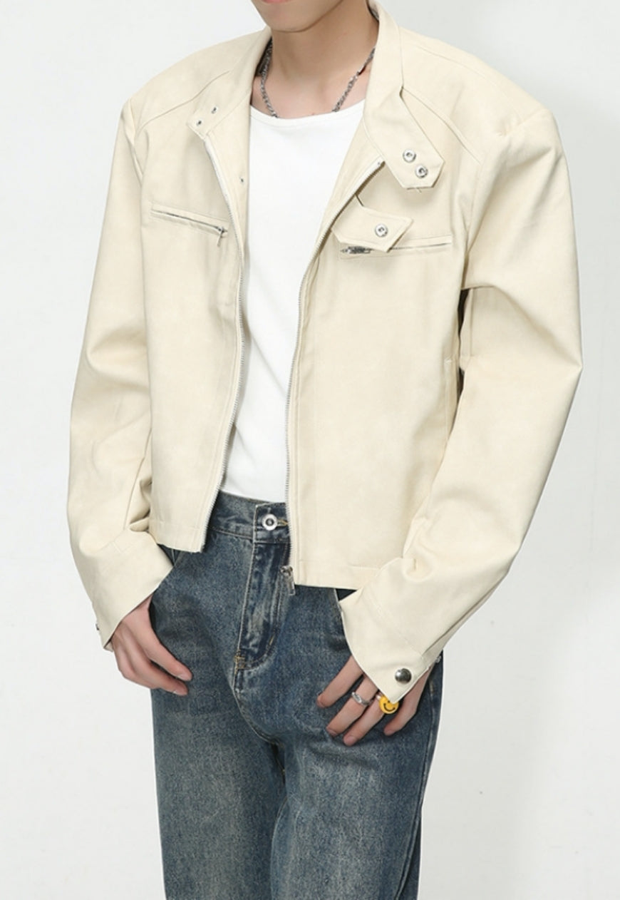 Men's Retro Short PU Leather Jacket