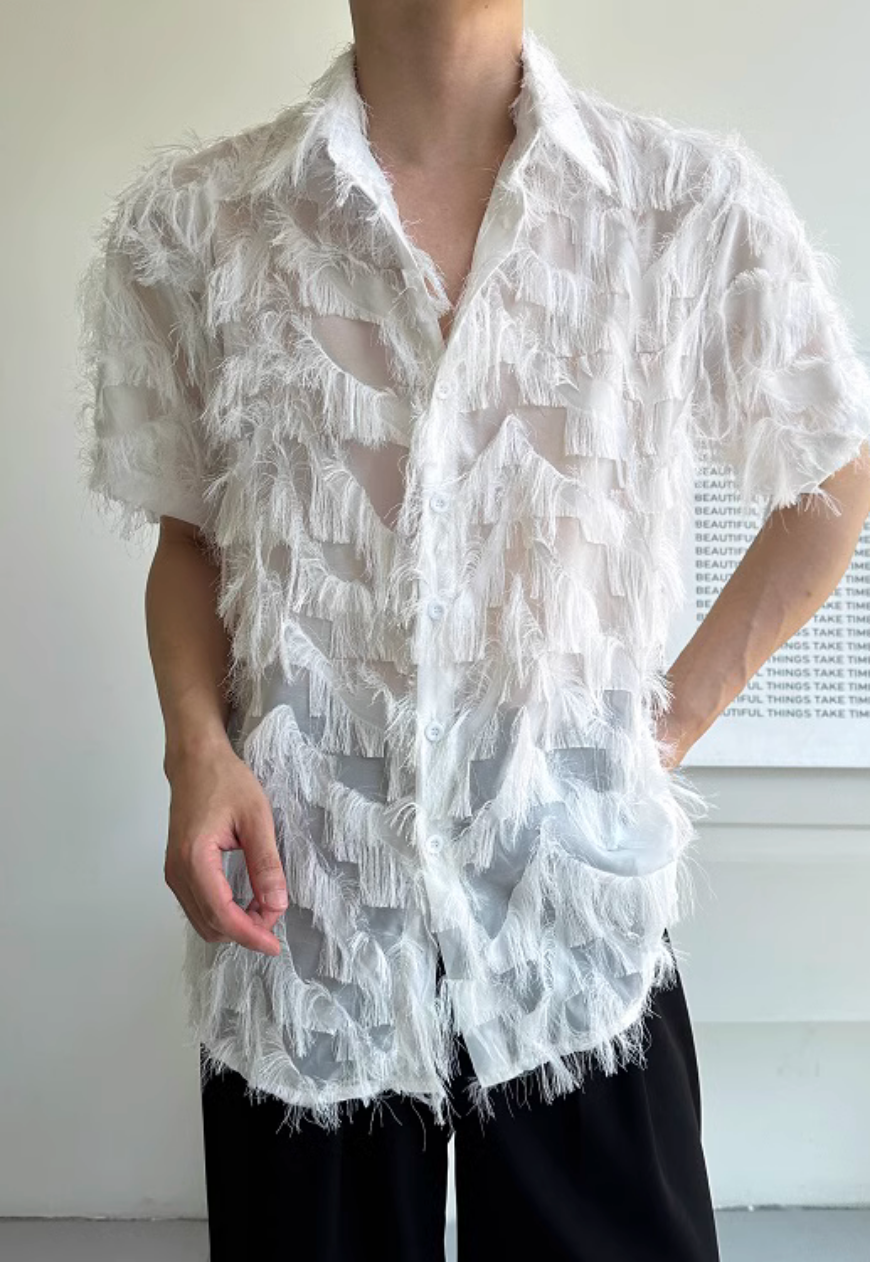 Men's Feather tassel shirt