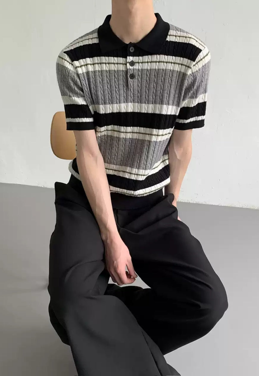 Men's Vintage Stripe Knit Polo