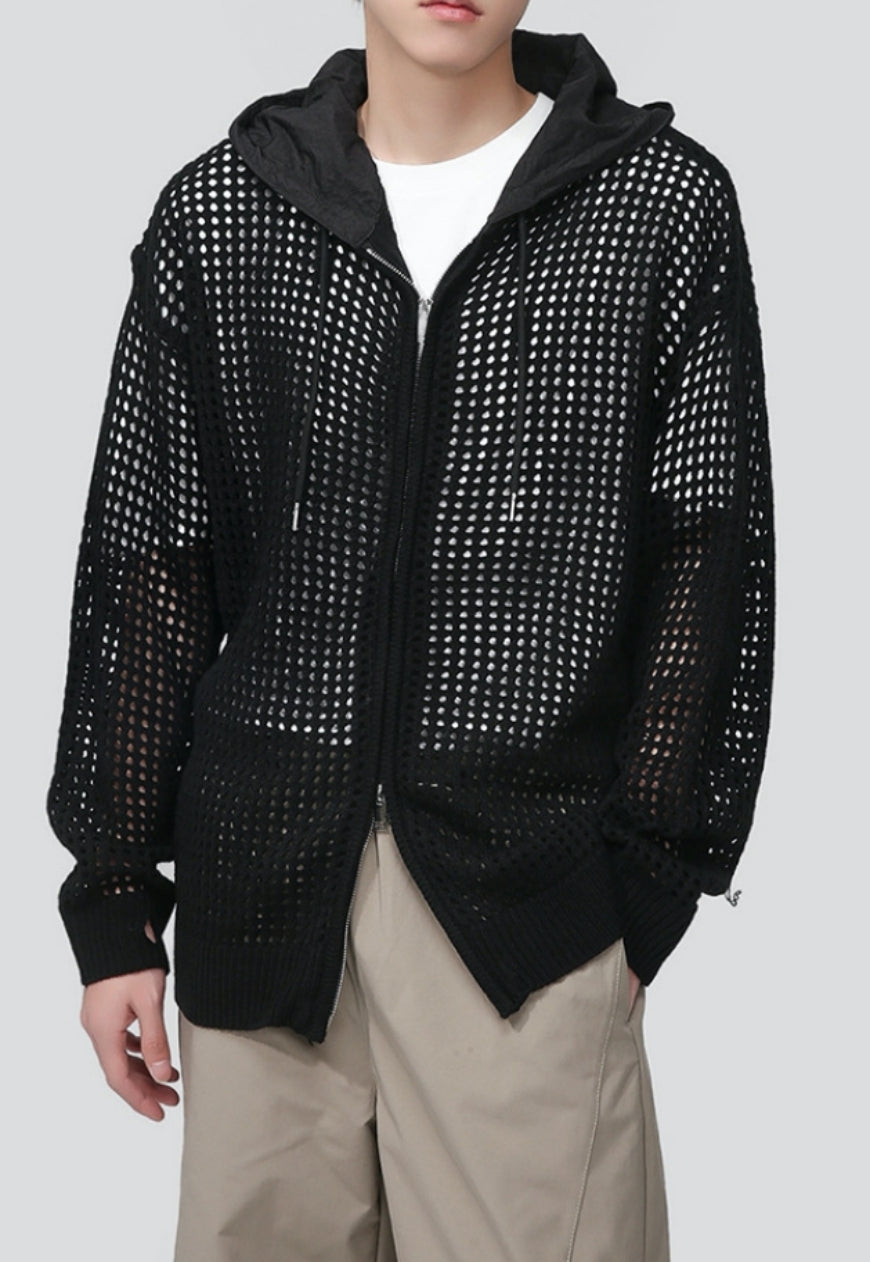 Men's cutout zipper knitted jacket