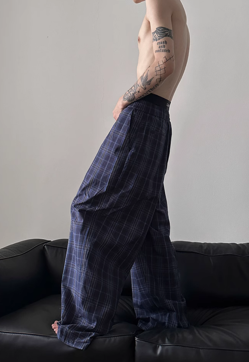 Men's Contrast plaid casual pants