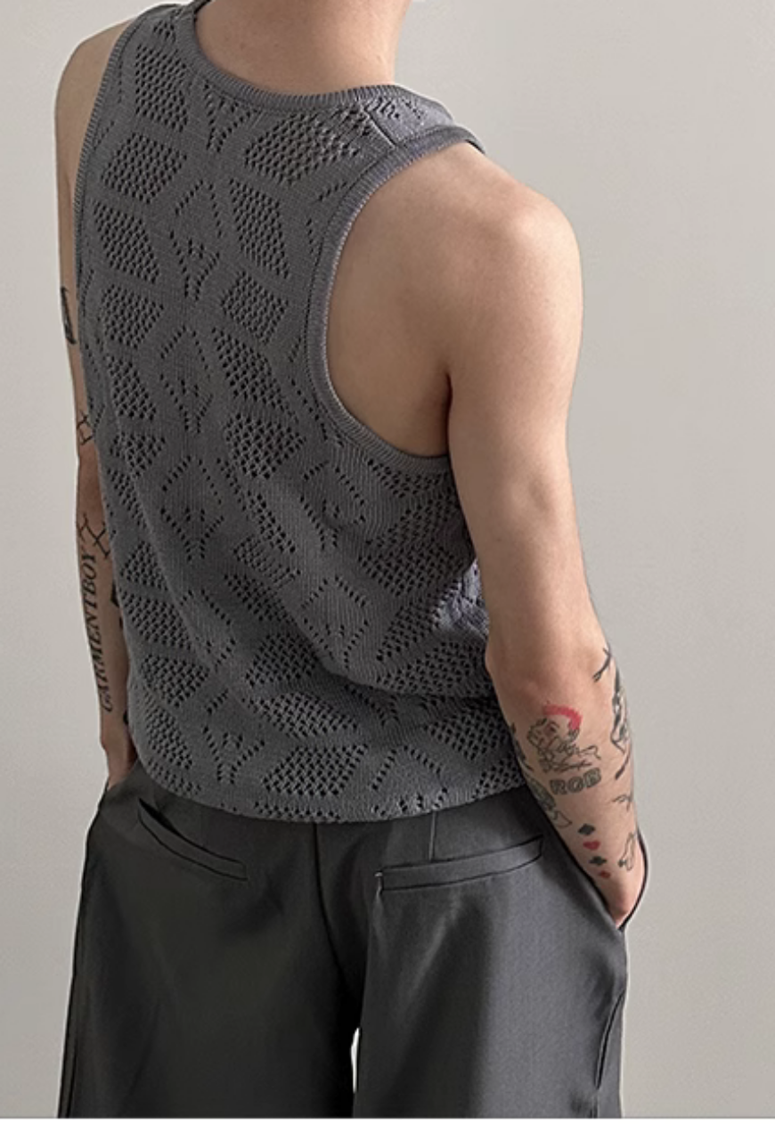 Men's Retro hollow knitted vest