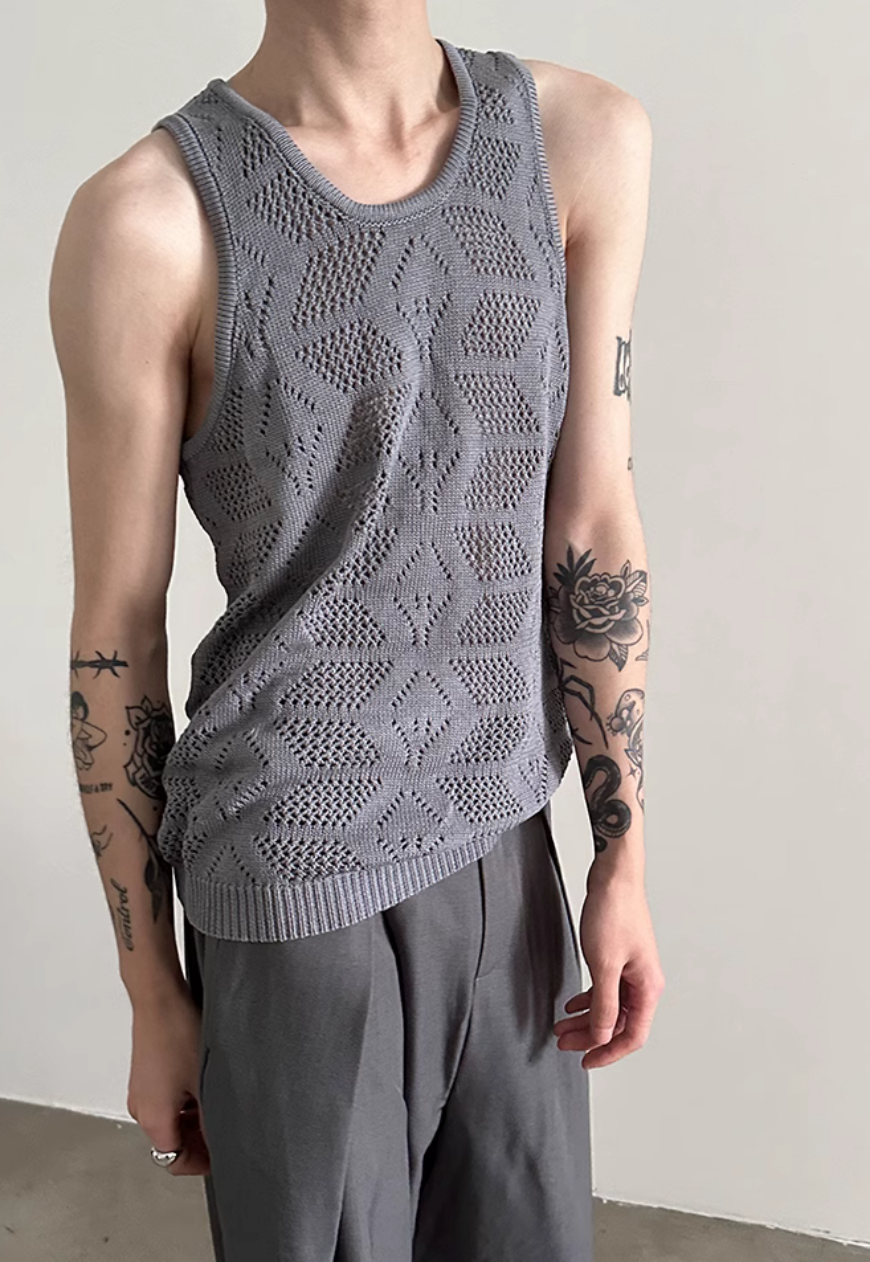 Men's Retro hollow knitted vest