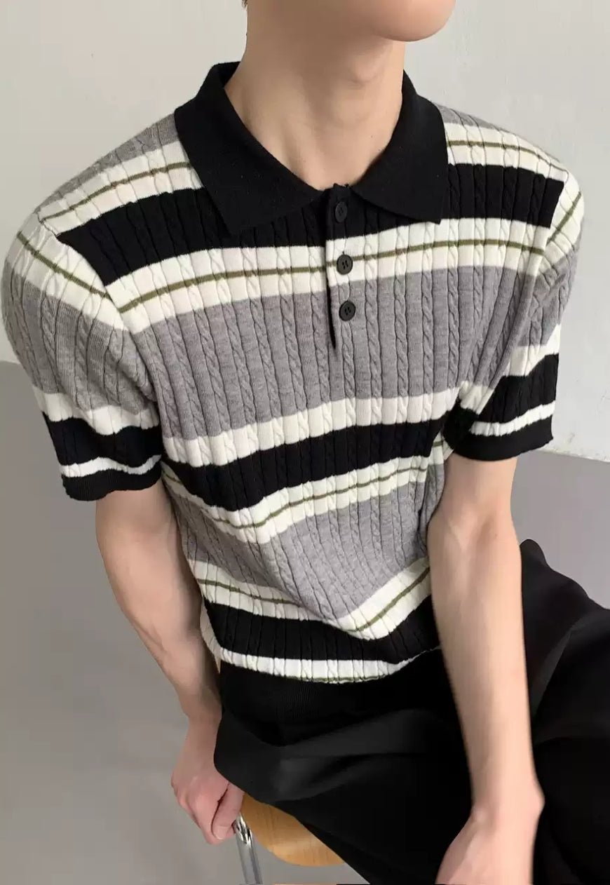 Men's Vintage Stripe Knit Polo – UZIP