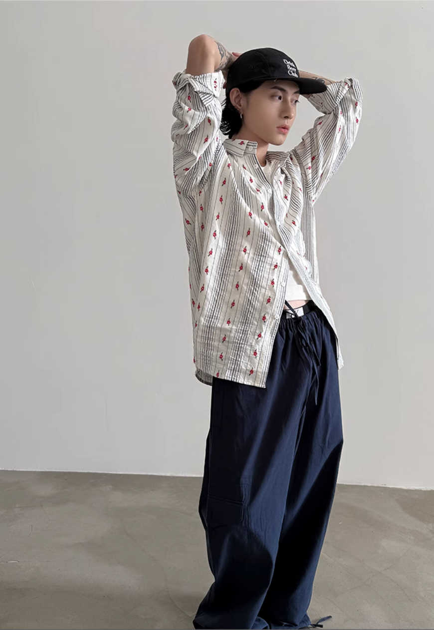 Men's Classic Striped Floral Shirt