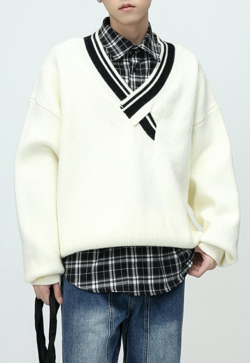 Men's Irregular V-neck sweater