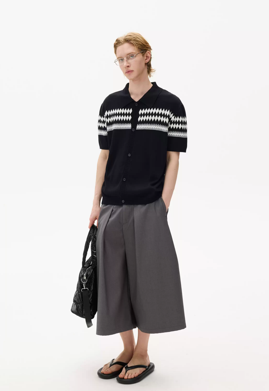 Men's Fair Isle Camp Collar Cardigan