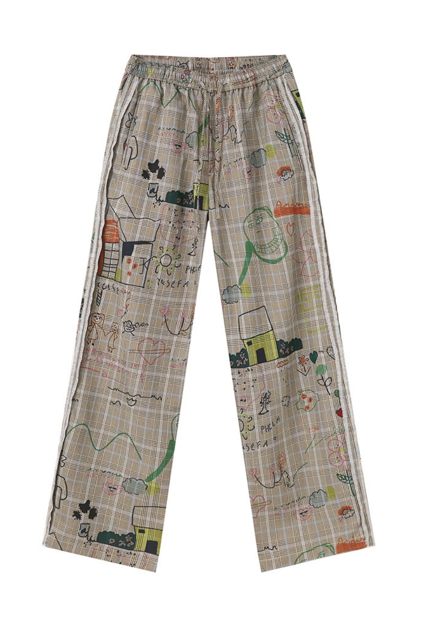 Men's Cartoon graffiti casual trousers