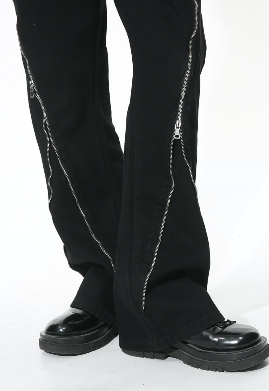 Unisex zipper slit design pants