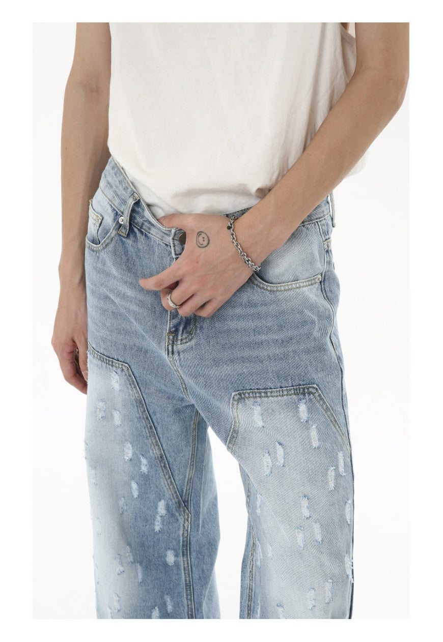 Unisex Loose Small Ripped Jeans
